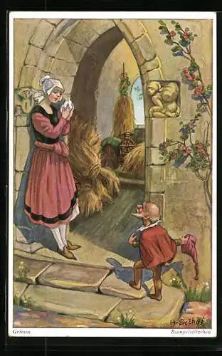 Künstler-AK sign. H. Döckal: Müllers Tochter weint, Märchen