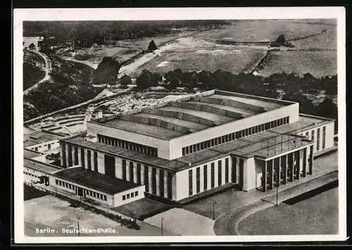 AK Berlin-Charlottenburg, Deutschlandhalle aus der Vogelschau