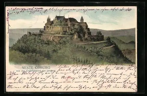 AK Coburg, Veste von der Teufelskanzel aus gesehen