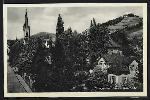 AK Bensheim, Teilansicht mit Kirche