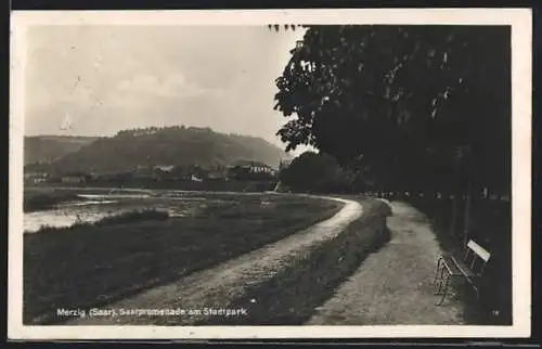 AK Merzig /Saar, Saarpromenade am Stadtpark