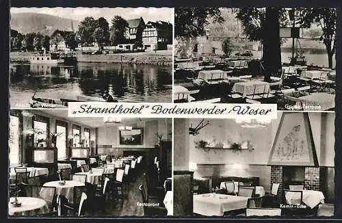 AK Bodenwerder /Weser, Strandhotel E. Maneke, mit Terrasse