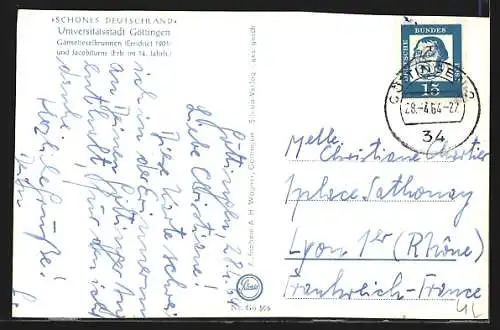 AK Göttingen, Gänselieselbrunnen und Jacobiturm