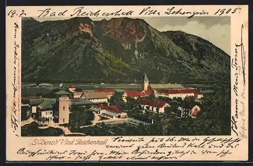 AK St. Zeno bei Bad Reichenhall, Ortsansicht mit Bergpanorama