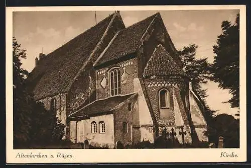 AK Altenkirchen a. Rügen, Blick auf die Kirche