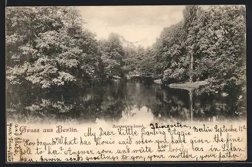 AK Berlin-Tiergarten, Blick auf die Rousseau-Insel