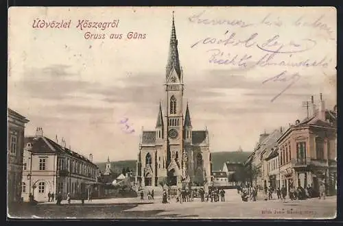 AK Güns, Ortspartie mit Kirche