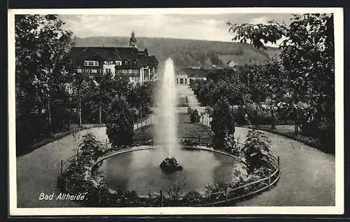 AK Bad Altheide, Parkpartie mit Springbrunnen
