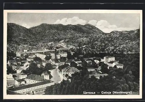 AK Cetinje, Ortsansicht gegen die Berge