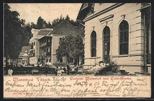 AK Villach, Kurhotel Waltershof und Cafe-Garten