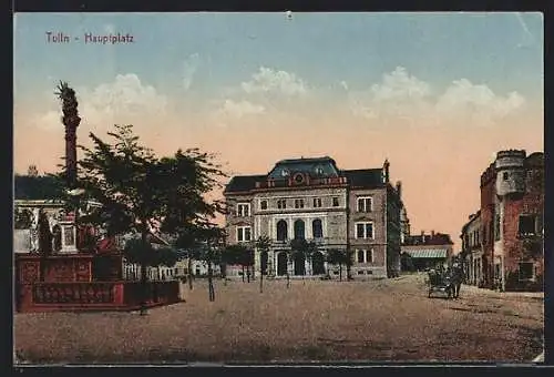 AK Tulln, Hauptplatz mit Denkmal