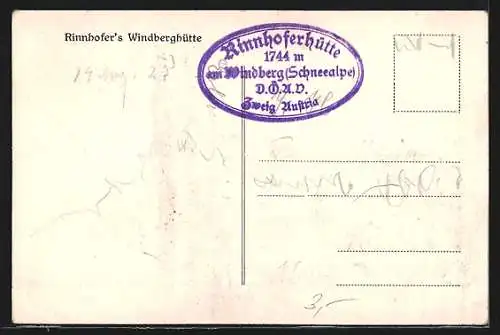 AK Rinnhofer`s Windberghütte, Ansicht gegen den Windberg