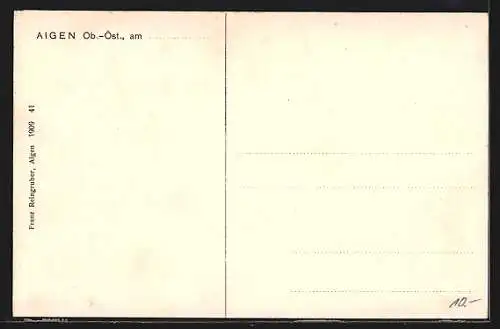 AK Aigen /Ob.-Oe., Strassenpartie an der Kirche