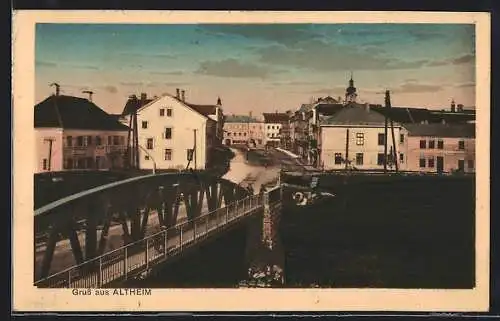 AK Altheim, Teilansicht mit Brücke