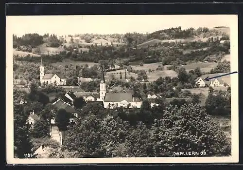 AK Wallern /O.-Ö., Ortspartie mit Kirche