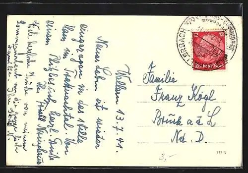 AK Wallern /O.-Ö., Ortspartie mit Kirche