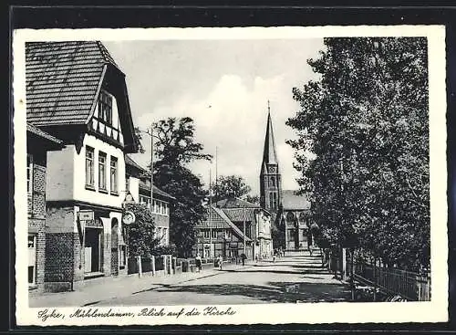 AK Syke, Mühlendamm, Blick auf die Kirche