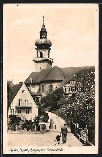 AK Aalen /Württ., Aufgang zur Salvatorkirche
