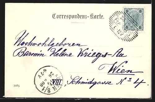 AK Raabs a. d. Thaya, Totalansicht mit Gewässer und Blick ins Land