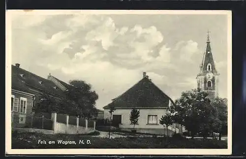 AK Fels am Wagram, Blick auf Häuser und den Kirchturm