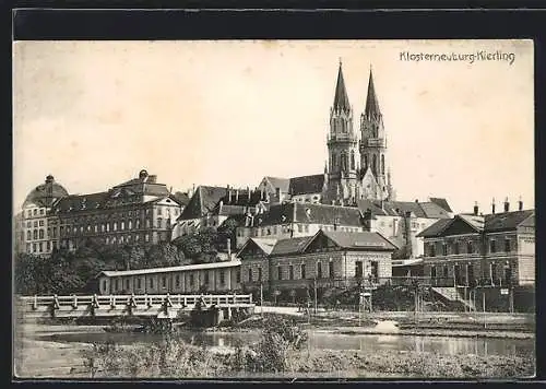 AK Klosterneuburg-Kierling, Ortsansicht mit Brücke
