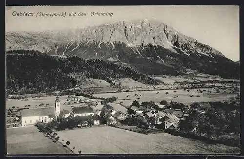 AK Oeblarn /Steiermark, Gesamtansicht mit dem Grimming aus der Vogelschau