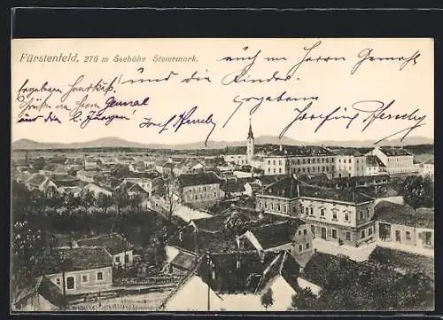 AK Fürstenfeld, Totalansicht mit Kirche