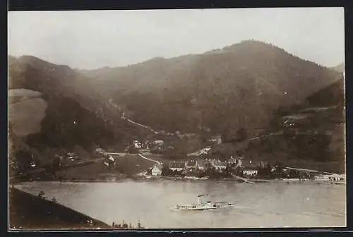 AK Kirchberg /Mühlkreis, Gesamtansicht mit Donau und Gebirge aus der Vogelschau