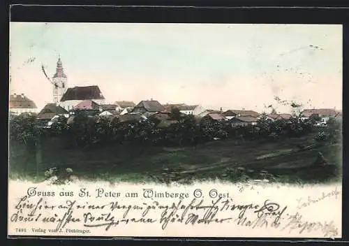 AK St. Peter am Wimberg, Ortspanorama aus der Vogelschau