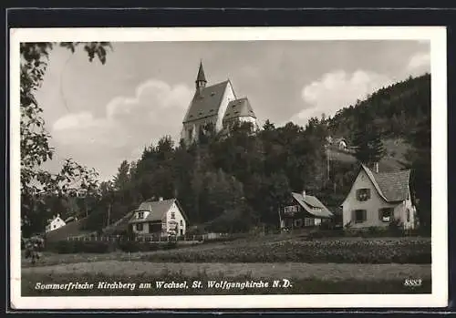AK Kirchberg am Wechsel, Ortspartie mit St. Wolfgangkirche
