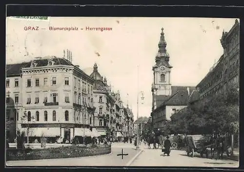 AK Graz, Bismarckplatz und Herrengasse