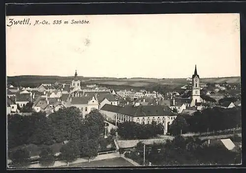 AK Zwettl /N.-Ö., Stadtansicht aus der Vogelschau