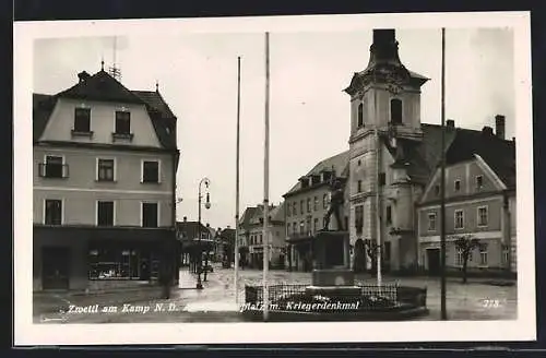 AK Zwettl am Kamp, platz mit Kriegerdenkmal