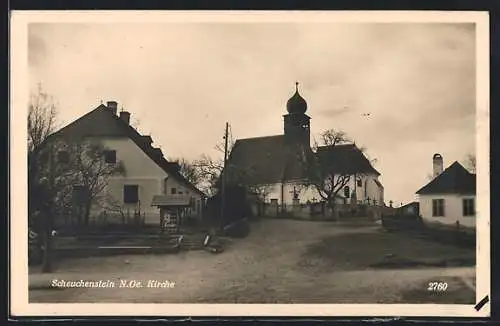 AK Scheuchenstein /N.-Oe., Strassenpartie mit Kirche