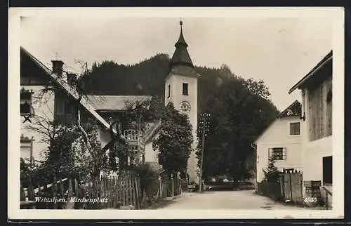 AK Wildalpen, Kirchenplatz mit Kirche