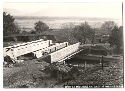 4 Fotografien unbekannter Fotograf, Ansicht La Brillanne, Bau und Instandsetzung der Pont Route de Baboure, Brückenbau