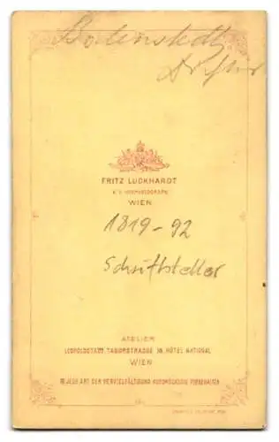 Fotografie Fritz Luckhardt, Wien, Portrait Friedrich von Bodenstedt, deutscher Schriftsteller / Theaterintendant