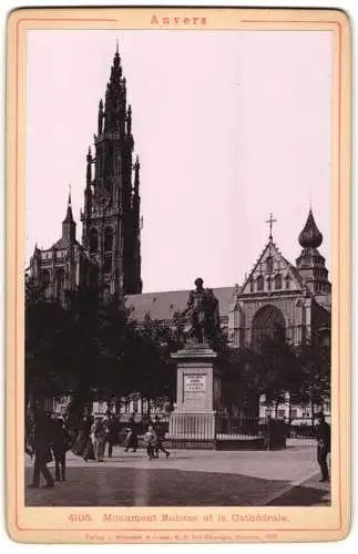 Fotografie Lichtdruck Römmler & Jonas, Dresden, Ansicht Anvers, Monument Rubens et la Cathédrale