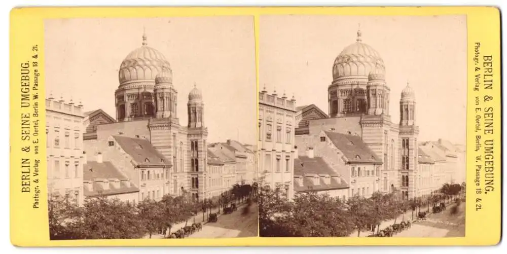 Stereo-Fotografie E. Oertel, Berlin, Ansicht Berlin, die Synangooge in der Oranienstrasse 0