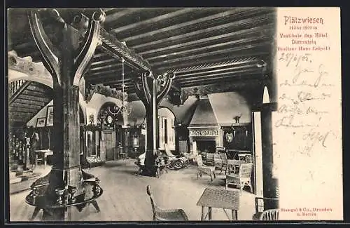 AK Prags, Vestibule des Hotel Dürrnstein in den Plätzwiesen