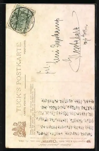 Künstler-AK Jena, Partie am Johannistor, Postkutsche