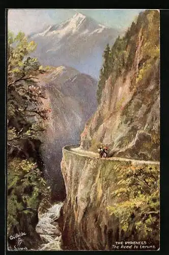 Künstler-AK Raphael Tuck & Sons Nr. 7395: The Pyrenees, The Road to Laruns
