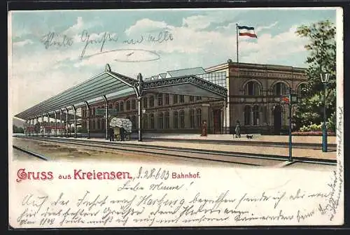 Lithographie Kreiensen, Ansicht vom Bahnhof