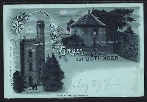 Mondschein-Lithographie Göttingen, Bismarcks Studentenwohnung, Bismarckturm