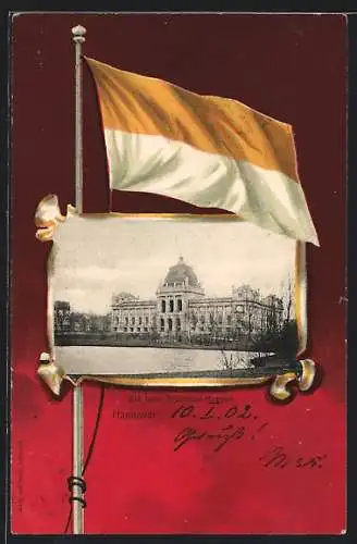 AK Hannover, Neues Provinzial-Museum, Flagge