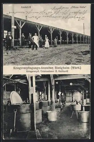 AK Bietigheim / Württ., Kriegsverpflegungsanstalten, Offene Halle, Küche
