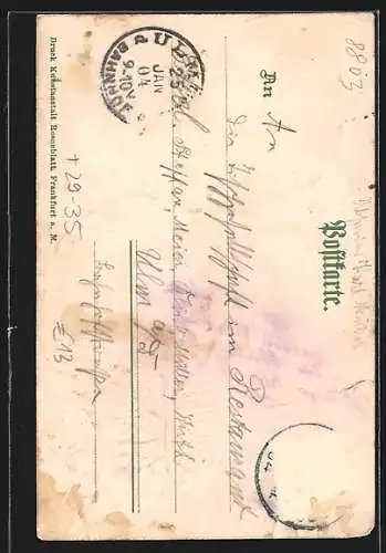 Passepartout-Lithographie Rothenburg / Tauber, Kobolzellerthor, Rodergasse, Weisserthurm & Klingenthor im Kleeblatt