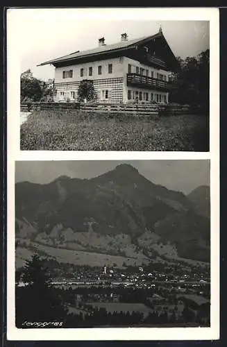 AK Lenggries, Wohnhaus, Gesamtansicht mit Bergpanorama aus der Vogelschau