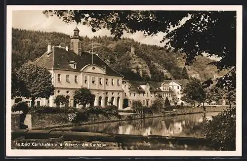 AK Karlshafen a.d. Weser, am Teich vor dem Rathaus