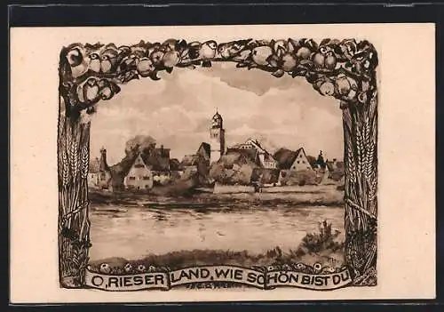 Künstler-AK Öttingen i. Ries, Uferpartie